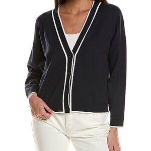 Hugo Boss Navy Cardigan with White Trim